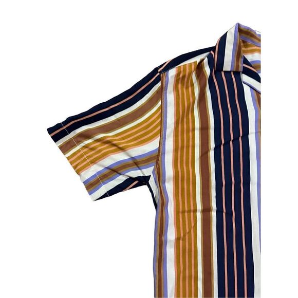 Pull&Bear Mens Multicolor Striped Collar Button Down Shirt sz M - Picture 2 of 10